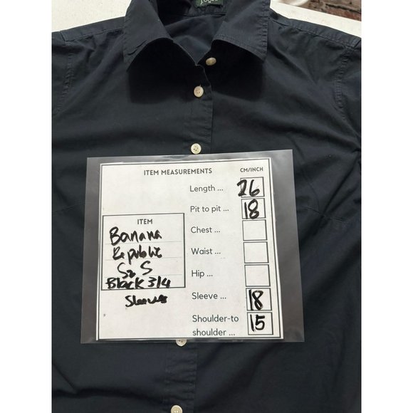 J.Crew Sz S Black Relax Cotton Poplin 3/4 Sleeves Button Cuff - Picture 2 of 7